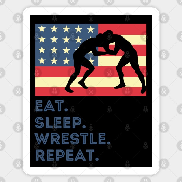 Eat Sleep Wrestle Repeat Sticker by footballomatic